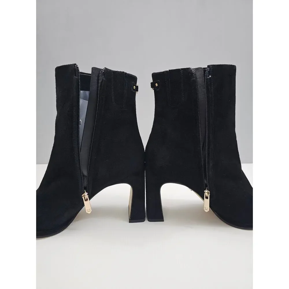 Sam Edelman Irie Ankle Boot Womens 8.5 Black Suede Square Toe Block Heel Elegant